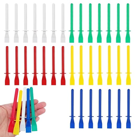 35Pcs 5 Color Plastic Glue Spreader Smear Plate Scraper Sticks Brushes Durable Flexible Easy to Clean Glue Applicator Spatula Kit Gap Filling Tool for Woodworking Leather Adhesive Projects