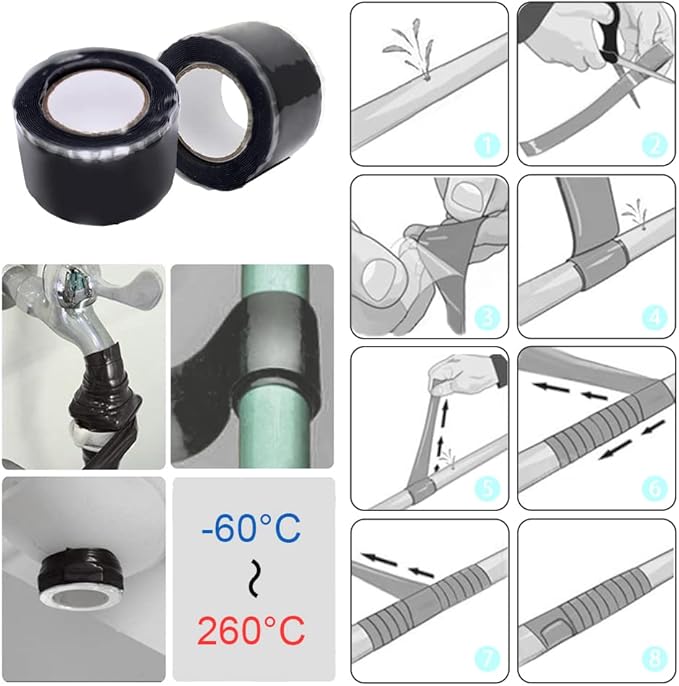 Pipe Repair Tape Stop Water Leak Burst Plumber Tap Waterproof BondingTape Tools Self Amalgamating,Blue