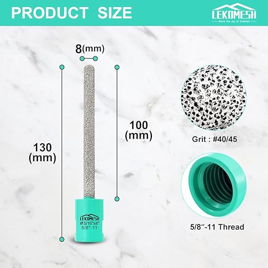 Diamond Raking Bit 5/16" x 4" (8mm x 100mm) for Brickwork Joint Mortar Removal, Tuck Pointing, Old Mortar, Blown or Damaged Bricks, Natural Stone Removal - 5/8"-11 Thread