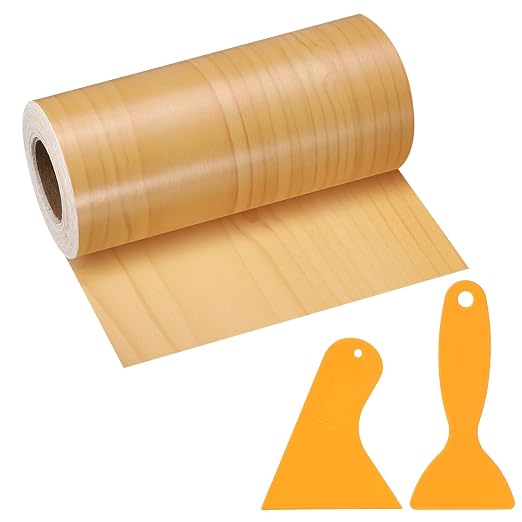 PATIKIL Wood Grain Repair Tape, 5" x 33' Self Adhesive Realistic Wood Tape with Scraper Durable Repair Patch for Furniture Floor Window Door Table DIY Home Decor, Cherry Wood