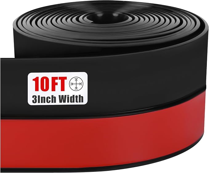 Draft Seal Tape for Doors and Windows 3 in x 10 Ft Silicone Weather Stripping Extra Thick 2mm Door Seal Strip with Strong Adhesive Draft Insulation Stopper Side Seal - Black