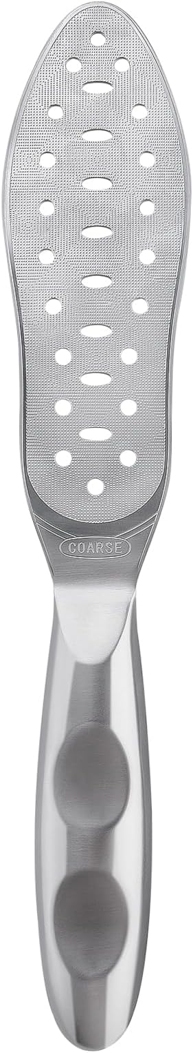 Foot File Callus Remover Stainless Steel Double Sided Foot Scraper, Foot Rasp for Dry and Wet Skin, Pedicure Tool for Feet Hard Skin and Cracked Heels