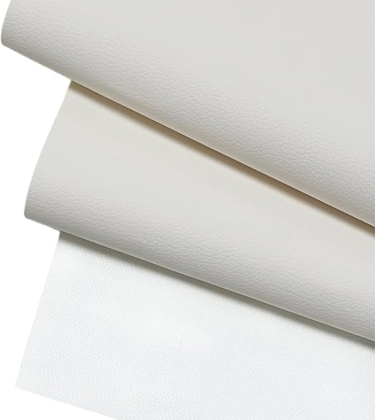 White Lychee Grain Faux Leather Fabric 39"x54" - Waterproof Easy-to-Clean Vinyl Upholstery Material for Sofa, Furniture & Home Decor DIY