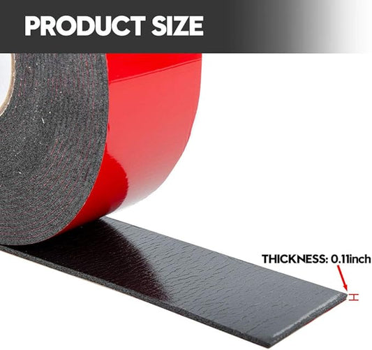 ToLanbbt Double Sided Foam Tape 1.18In x 33FT, Mounting Tape Heavy Duty, Strong Adhesive Weatherproof Seal Strips for DIY Craft Picture Poster, Car & Gap Filling Mountings, Home Office Decor (Black)