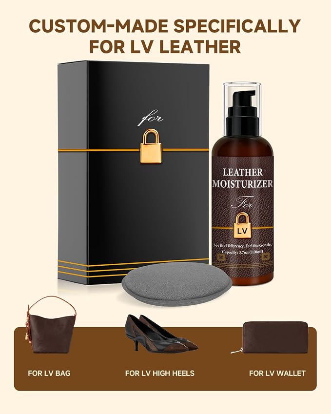 Leather Moisturizer Conditioner Kit for Louis Vuitton, Hydrating Care | Deeply Nourishes and Moisturizes, Prevents Cracking, Restores Shine, Extends Lifespan of Bags, Suitable for LV Leather