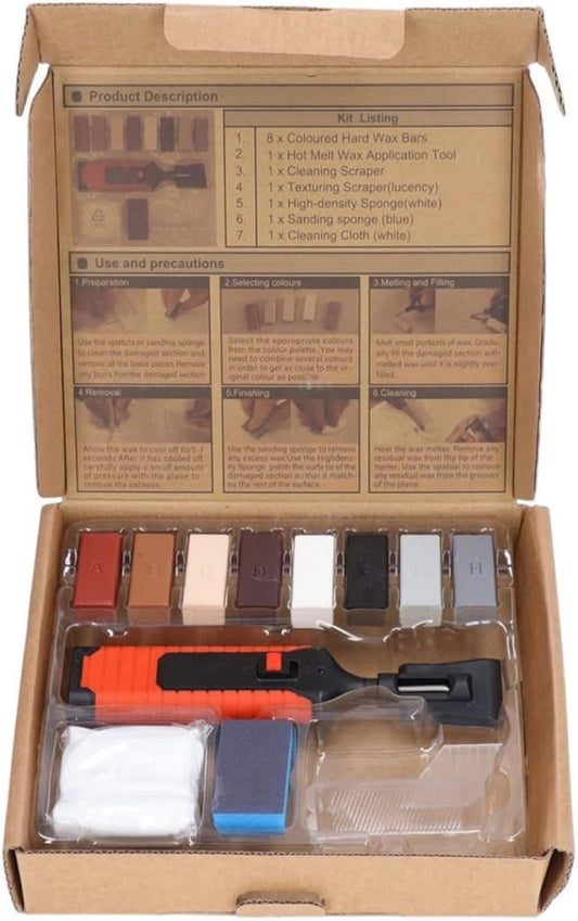 Porcelain Tile Repair Kit Wax Blocks DIY Tool, Repairing Cracks Scratches Floors Laminate Heat Pen Wood Linoleum Hard Marker Cover Patch Holes Door Melting Chip Quartz Countertop Ceramic