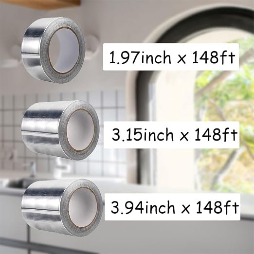 No Backing Paper Aluminum Foil Tape, High Temperature Sealing and Patching 49 Yards, Duct Tape Heavy Duty, Adhesive Tape for HVAC, Air Ducts, Metal Repair, Foamboard, Insulation, Dryer Vent 3.94in