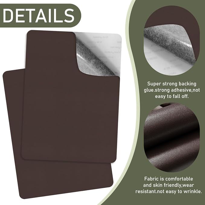 SYLVASS Self Adhesive Leather Repair Patches for Couch, Sofas, Furniture, Car Seats, Office Chairs, Pack of 2 Dark Brown