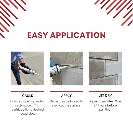 Akona Mortar Repair Tube for Tuckpointing, Sealing, and Repairing Stone, Brick, and Block Walls, Gray, Paintable, Fast Drying (10 Ounce, 1)