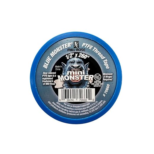 Millrose 70660 Monster Roll PTFE Thread Seal Tape, 1/2-Inch x 260-Inch, Blue