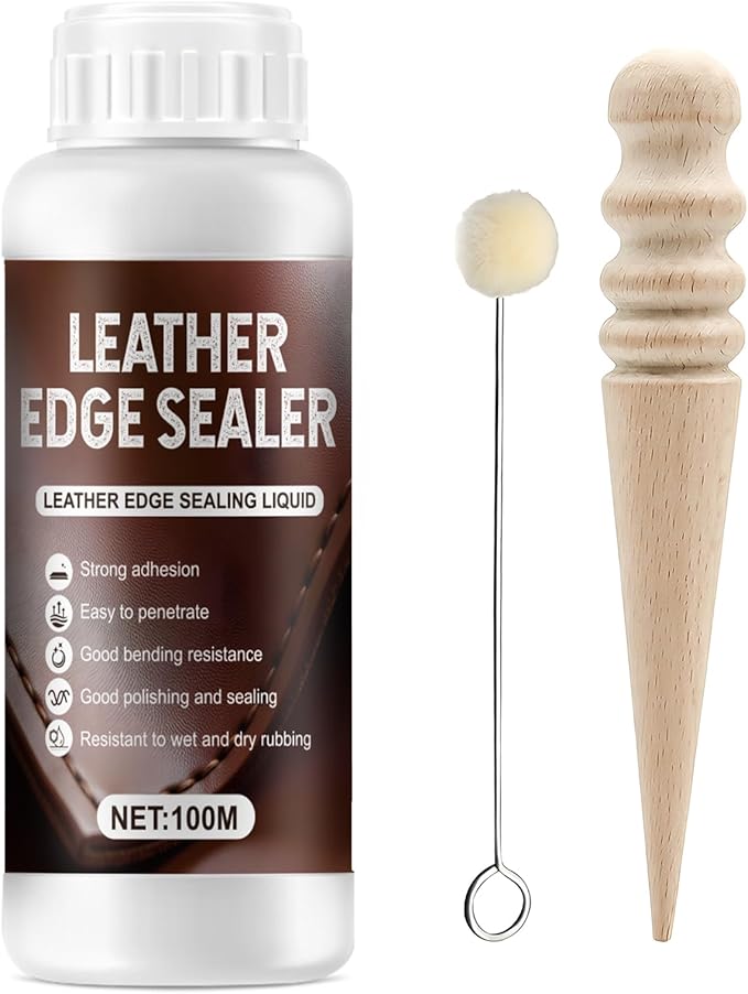Leather Edge Sealer, Water-Resistant Leather Burnishing Gum Smooth and Glossy Edge Finish for Bags, Wallets, Leatherwork Accessories Burnishing Tool, 100ml