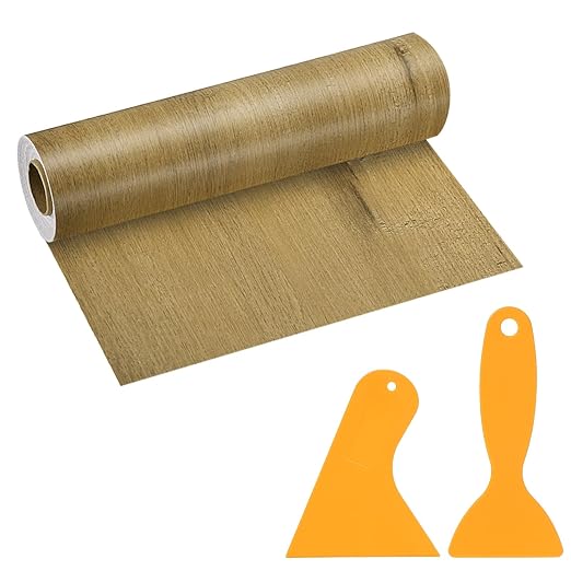 PATIKIL Wood Grain Repair Tape, 8" x 33' Self Adhesive Realistic Wood Tape with Scraper Durable Repair Patch for Furniture Floor Window Door Table DIY Home Decor, Wood Grain