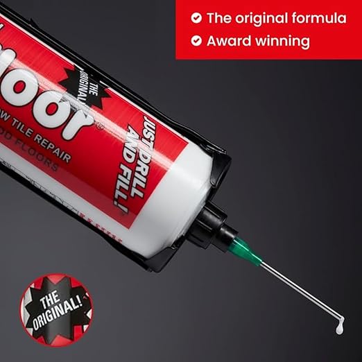 The Original Fix-A-Floor Loose Tile Repair Adhesive PRO Pack! Includes 6 Micro Syringe Injectors and 6 Drill Bits for Tile, Porcelain, Ceramic, Marble, Stone, Wood Floor. Pack of 12