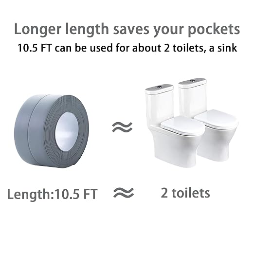 Waterproof Self Adhesive Caulk Tape for Bathroom and Bathtub - Traditional Toilet Sealer for Base, Edge Protector
