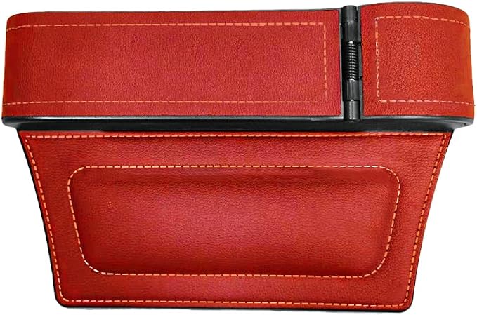 Car Seat Gap Filler Organizer with Cup Holder Expander, Leather Console Seam Filler Storage Box, Auto Front Seat Gap Organizer for Phones Keys Glasses, Universal Fit (Wine Red Passenger)
