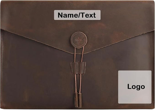Genuine Leather Envelope Document Holder， Leather File Folder Organizer，Envelope Document Holder for Men&Women, Personalized Folio Laptop Sleeve Case for 15" Laptops, Tablets