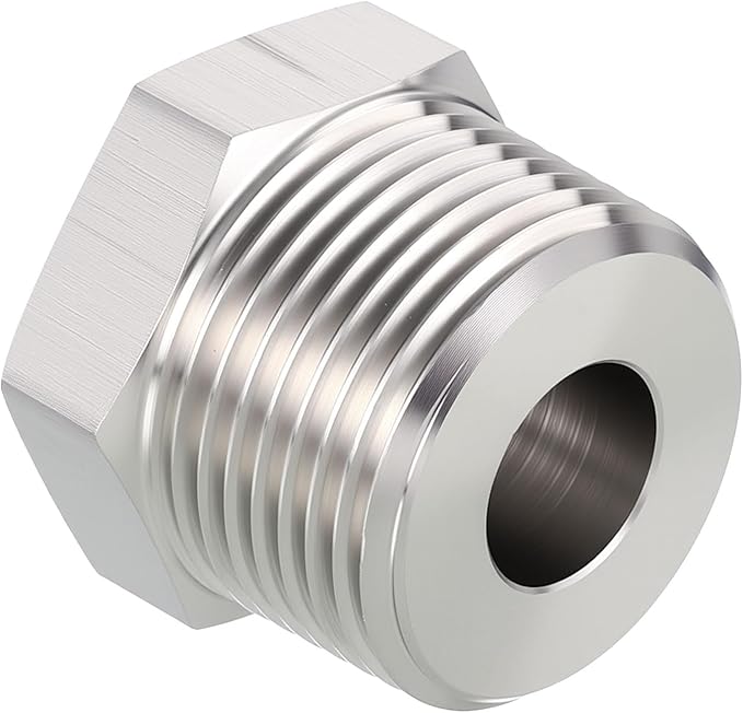 Pack of 1, 1" Male NPT to 3/8" FeMale NPT Solid 304 Stainless Steel Hex Bushing, Hose Fittings Adapter Reducer for Pipe Leak Repair, Bathroom Remodeling, Tool Extensions