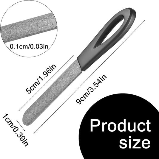 2 Pcs Keychain Nail File, Metal Nail Files with Leather Case, Double Sided Stainless Steel Nails File Round Sapphire Fine Grit Fingernail Files for Men Women Nails Daily Travel Carrying