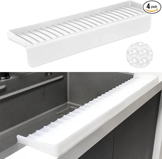 Silicone Sink Edge Protectors - Multifunction Accessories, Splash Guard & Draining Mat for Kitchen, Bathroom Sink, Steel, Granite, Quartz Countertops (Transparent, 4 * 24in)