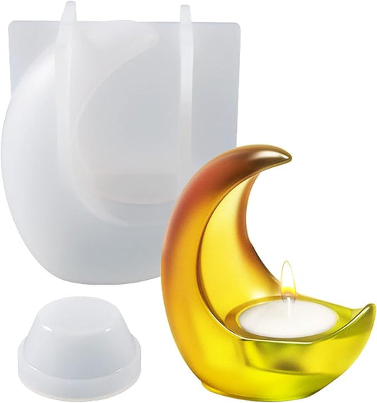Moon Candle Holder Resin Mould, DIY Silicone Mould for Home Decorations