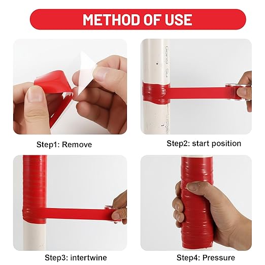 4-Pack Red Self Fusing Silicone Tape (40 Ft Total) - High Visibility Electrical Insulation Tape - Waterproof Rubber Grip Wrap for Tools & Sport Handles - Heat Resistant & Easy-Peel Liner