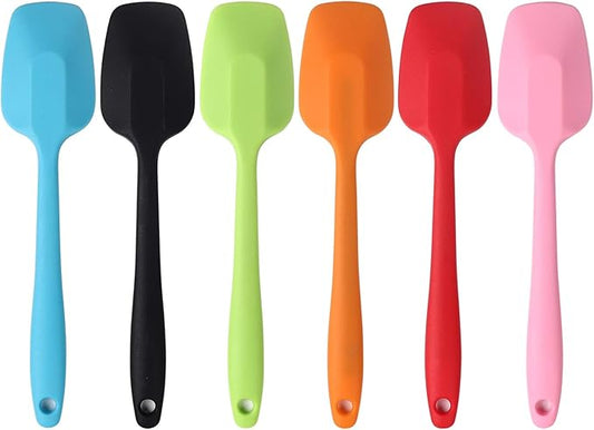 Silicone Spatulas, 8.2 inch Small Rubber Spoon Spatula Heat Resistant Seamless One Piece Design Non-Stick Spoonula Flexible Scrapers Baking Mixing Tool (6 Pcs)