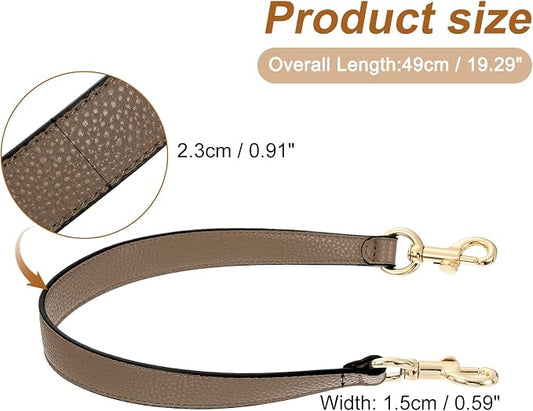 uxcell 19.29 Inch PU Leather Short Bag Strap with Clasp, Purse Handles Handbags Replacement Straps for Clutch Bag Underarm Bags, Dark Khaki, Gold Buckle