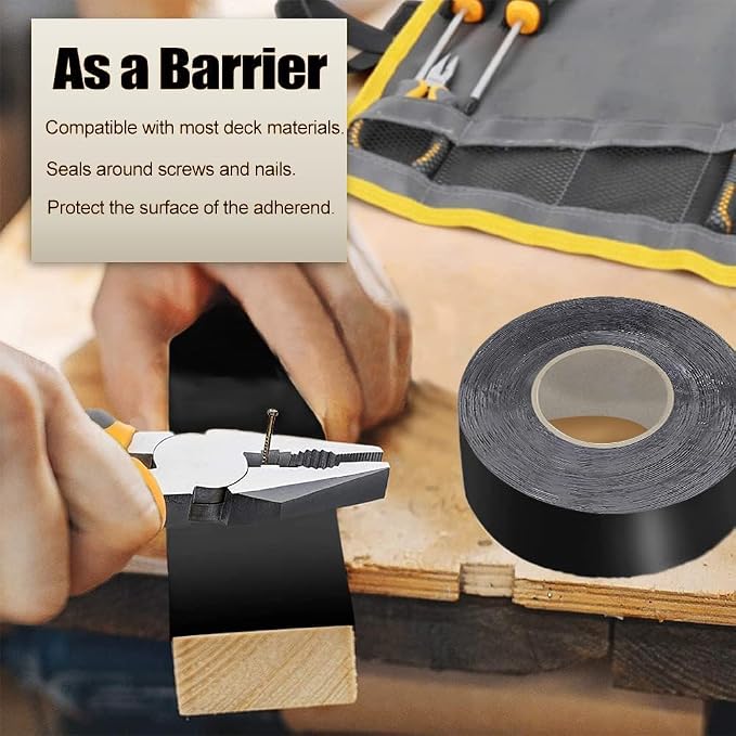 Dongxw Joist Tape for Decking, 2" X 50' Waterproof Butyl Deck Tape Self-Adhesive Deck Flashing Tape for Wood Joists and Beams,6 Pack