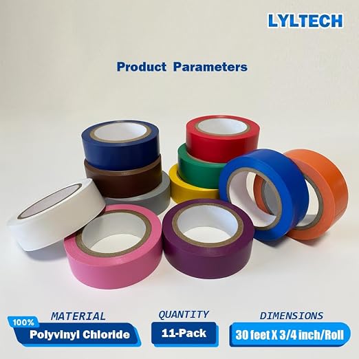LYLTECH Matte Rainbow Electrical Tape 11 Colors 3/4in x 30ft Waterproof | Matte surface design, strong adhesive, durable & easy wrap insulating tape for electrical wire insulation and repair