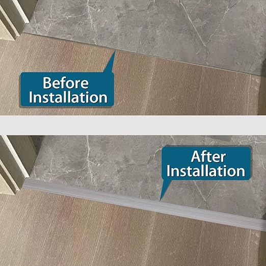 Floor Transition Strip 1.57" Self Adhesive Flat Vinyl Flooring Transitions Strip with Strong Backing Wood Grain 4cm, 3.28FT, Grey Wood Grain
