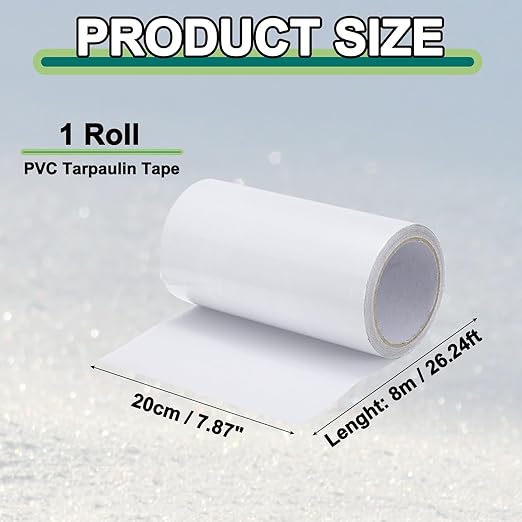 PATIKIL Awning Repair Tape 8" x 26ft Waterproof Canvas Tape High Adhesive Tear Repair Patch Kit for PVC Tarpaulin Tent Awning Fabric RV Sail Boat Cover, White