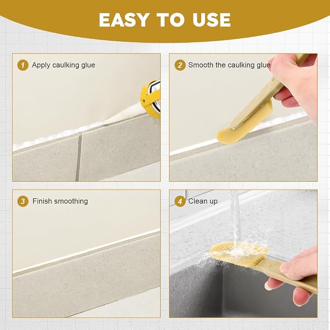 8pcs Rubber Caulking Spatula Tool, Reusable Caulking Tool Sealant Spatula Spreader 4 Sizes, Caulking Finishing Tool Applicator for Tiles Brick Floors Walls Bathroom Kitchen
