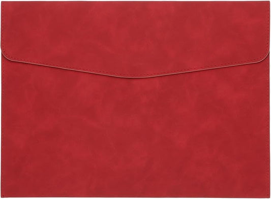 PATIKIL PU Leather A4 File Folder, Document Holder Filing Organizer Portfolio Envelope Folder Case with Snap Closure for Letter Receipt, Red