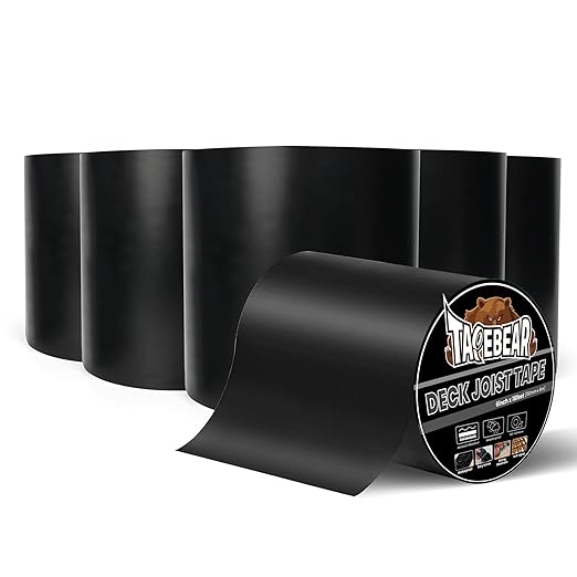 TAPEBEAR Joist Tape for Decking 6inch x16feet, Joist Tape Butyl Sealant Tape Waterproof Weather Resistant Flashing Tape Anti-Corrosion for RV Roof, Wood Decks Beams Rim, 6Rolls