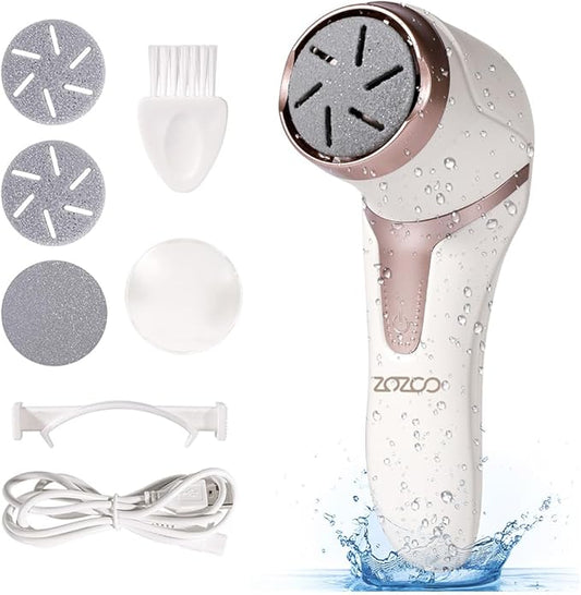 Electric Foot Callus Remover with Dander Vacuum, Rechargeable Waterproof 3 Roller & 2 Speeds Foot File,Professional Portable Pedicure Tool for Care of Dead Skin,Chapped,Callus,Cracks