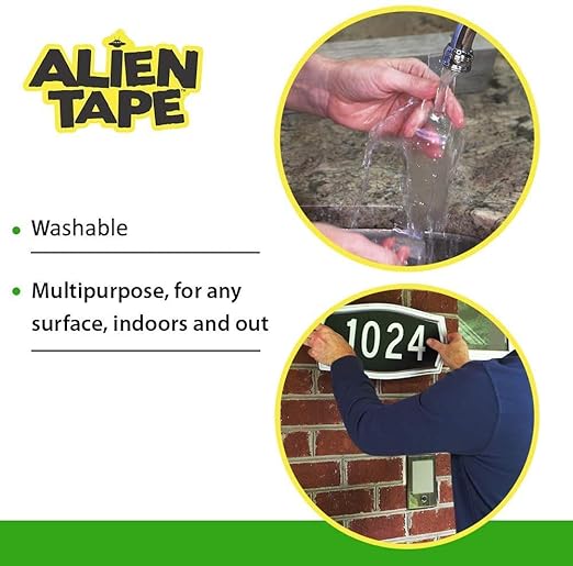 ALIEN TAPE Heavy Duty Double Sided Tape, Nano Tape, Feet Clear Adhesive Tape for Poster Photo Wall Decor As Seen on TV, (2 Rolls - 14 Feet)