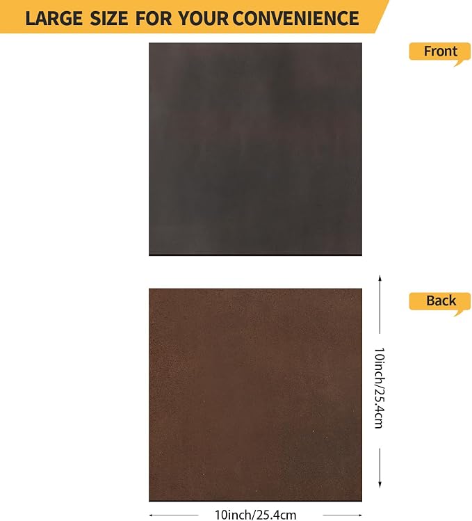 RingSun Genuine Leather Sheets for Leather Craft (2mm), Full Grain Leather for Tooling Craft Sewing(10''X10'', Black Coffee)