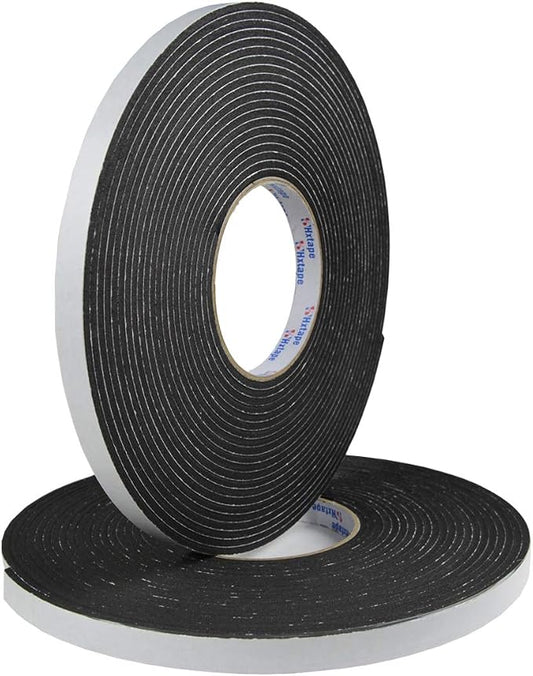 Seal Foam Tape,1/8" Thick-1/2-33ft 2Rolls, Weather Stripping for Door and Window,High Density Single Sided Closed Cell Door Insulation Weather Strip, Black