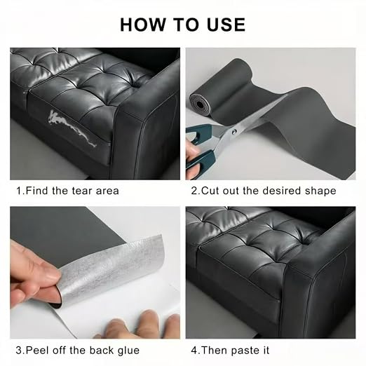 SYRKRC Leather Self Adhesive Leather Repair Set, Leather Repair Patch, Faux Leather Patches, Leather Repair and Renovation for Sofa, Car Seats, Leather headboard (Dark Gray, 17 x 79 Inch)