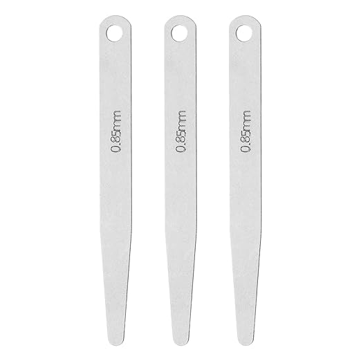HARFINGTON 3pcs Metric Thickness Feeler Gauge 0.85mm Single Blade Oval Feeler Gauge 3CR-13 Stainless Steel Gap Measuring Tool for Repair Valve Guitar Spark Plug