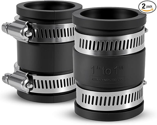 2 Pcs 1 IN Flexible PVC Pipe Coupling with Stainless Steel Clamps Fit 1 IN Nominal Pipes, Couplers for Plastic and Copper Pipe Plumbing Connections, Drain Repair, Dust Hose