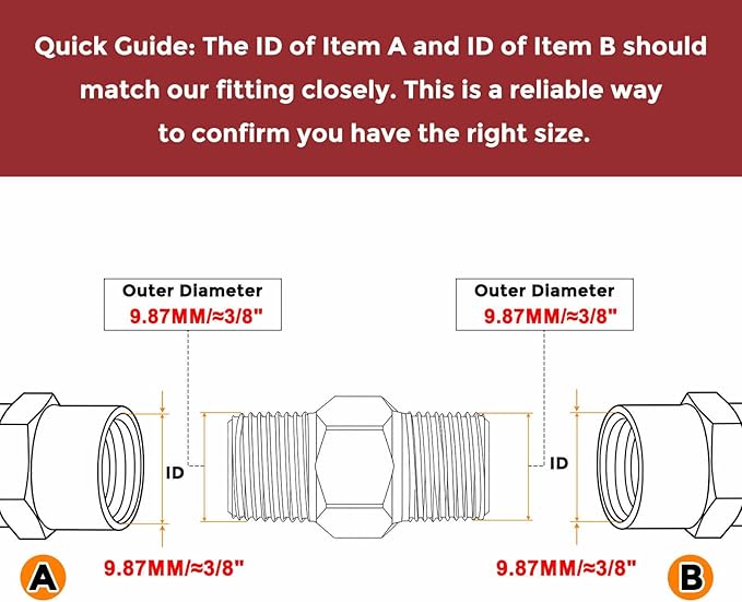Pack of 6, 1/8" MNPT To 1/8" MNPT Solid Brass Hex Nipple Hose Connectors, Male Pipe Adapter for Pipe Leak Repair, Bathroom Remodeling, Tool Extension, Compression