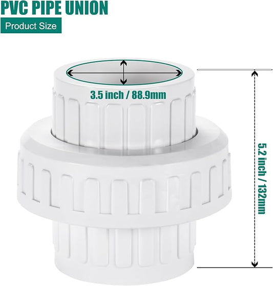 PVC Union Coupling Pipe Fitting, Slip Union Schedule 40, Adapter(Socket x Socket), Built-in EPDM O-Ring, White (1 Pack)