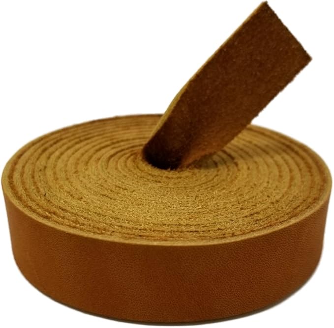 TOFL Genuine Leather Strap | Top Grain Cowhide Strip – Tan (3 Pack) | 72" L x 5/8" W x 1/16" Thick | Suede Backing | Leather Craft Supplies | Leatherworking & DIY Repair Projects | 4-5 oz
