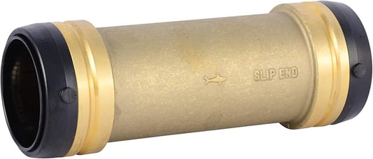 SharkBite 2 x 2 in Slip Coupling, Push-to-Connect Brass Plumbing Fitting, UXL0654