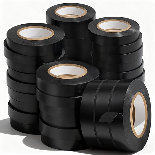 Eliamo 40 Pack Black Electrical Tape, 0.75 inch Wide x 66FT Long, Waterproof, Flame Retardant, High Temp Insulating Tape for Home, Industrial & DIY Repairs