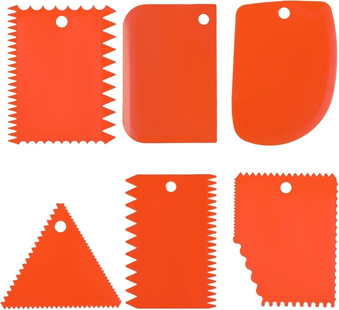6 Pack Glue Spreader Flexible Reusable Plastic Spreaders Epoxy Resin Spreader Tool Notched Trowel Applicator for Epoxy Resin Putty Fillers Adhesives Caulk Spackling Paste Woodworking and DIY Projects