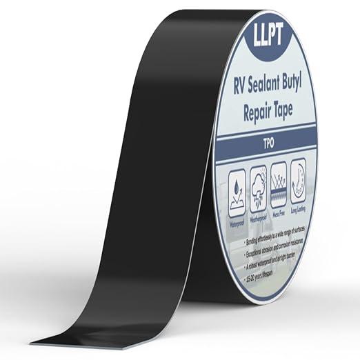 LLPT Roof Seal Tape Black 2" x 50 Ft | Strong Adhesion, UV Stable, Extreme Durable, Waterproof Airtight Patch Tape for Window RV Boat Vent Trailer Camper