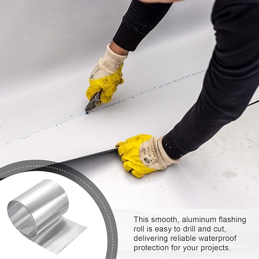 uxcell Aluminum Flashing Roll, 6in x 3.3ft Metal Roof Panels 0.15mm Waterproof Aluminum Sheet Roll for House Repair, Roof Flashing, Sealing Windows Doors, DIY Projects