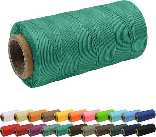 JeogYong 1mm Waxed Thread, 284 Yards 150D Flat Leather Sewing Thread, Hand Sewing Waxed Cord for Leather Craft, Bookbinding, Shoes Repairing (Malachite Green)